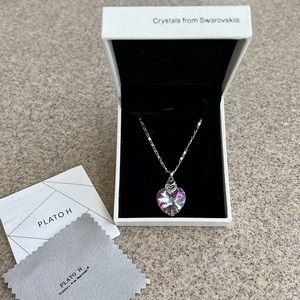 PLATO H, Heart Shaped Necklace, by Crystals from Swarovski. Purple Shades.